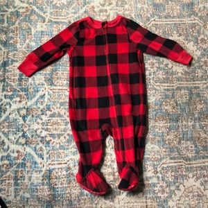 6-12 Month Buffalo Plaid Fleece Footie Pajama
